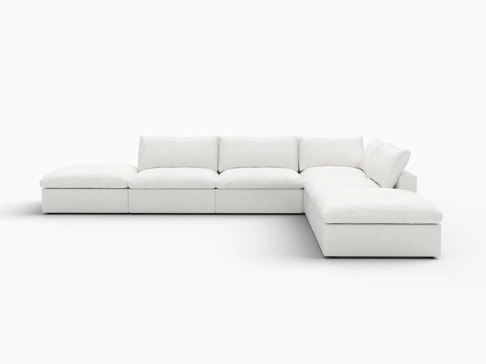Deluxe Premium Cloud Sectional Sofas Covers | White Cotton and Linen Sofa Cover for 4-Seater With 2 Ottomans