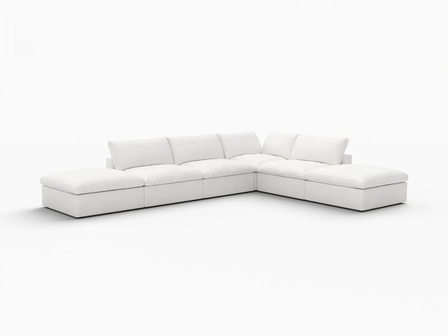 WJS Home 6 Piece White Cotton and Linen L Shaped Sectionals 4 Seater_5