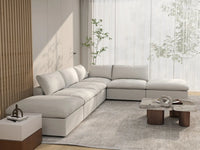 WJS Home 6 Piece White Cotton and Linen L Shaped Sectionals 4 Seater_7