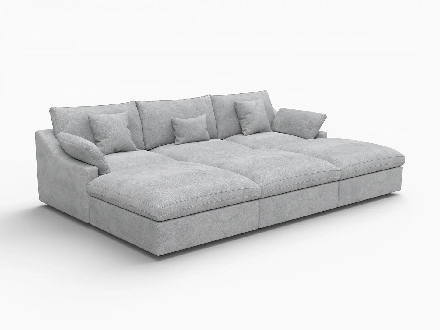 WJS Home 6 PieceLinenLightGreyPitSectionals120AdjustableBackrestPillows3 Seater_5