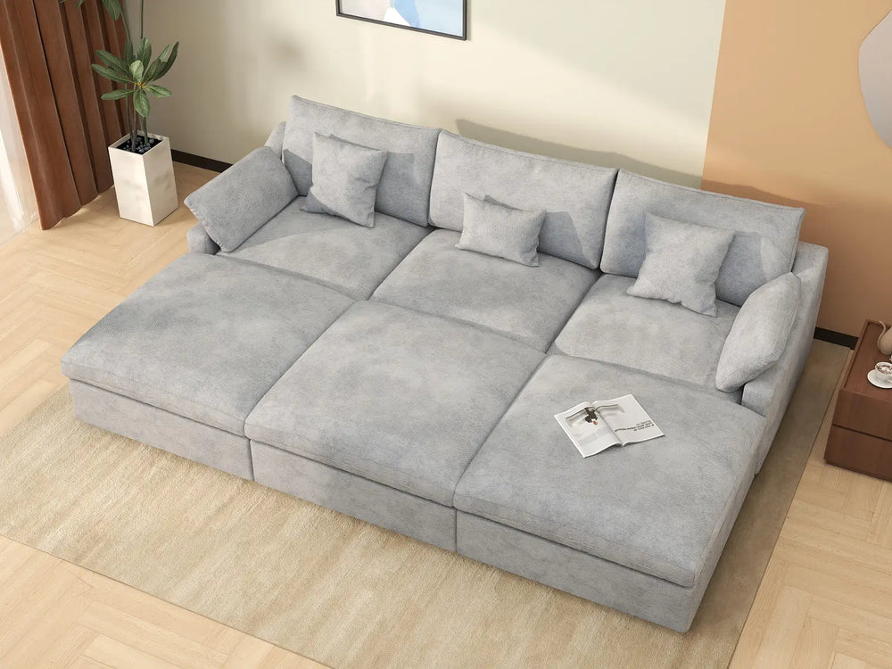 WJS Home 6 PieceLinenLightGreyPitSectionals120AdjustableBackrestPillows3 Seater_8