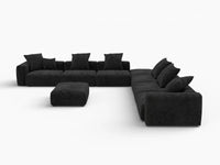 Matrix Modern Modular Sofas Covers | Black Corduroy Sofa Covers for 6-Seater With 2 Ottomans