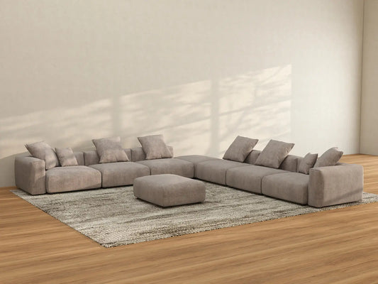WJS Home 8 Piece Brown Corduroy Sofa Sets 6 Seater_3