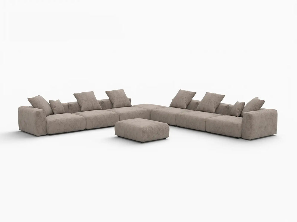 WJS Home 8 Piece Brown Corduroy Sofa Sets 6 Seater_5