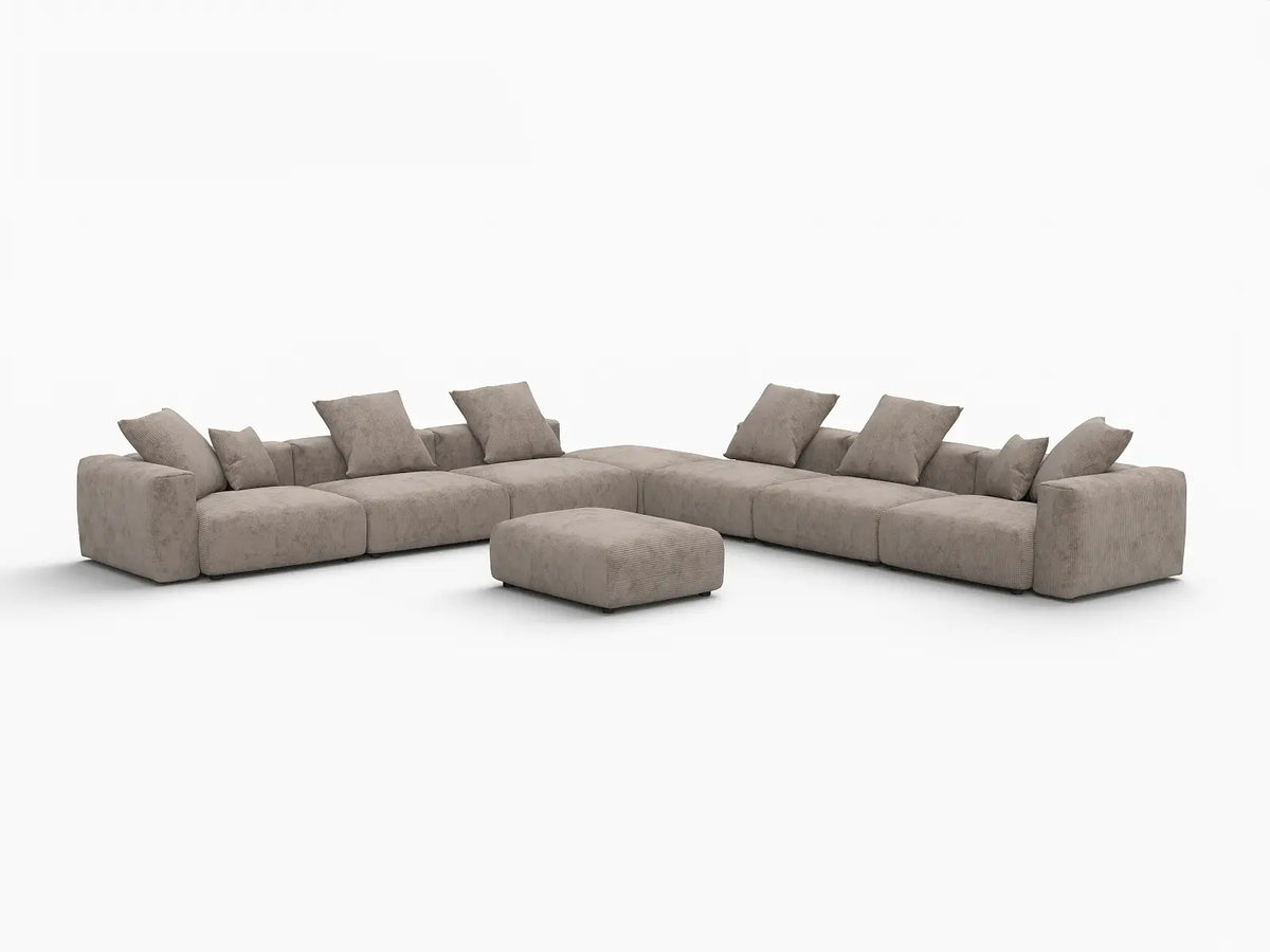 WJS Home 8 Piece Brown Corduroy Sofa Sets 6 Seater_5