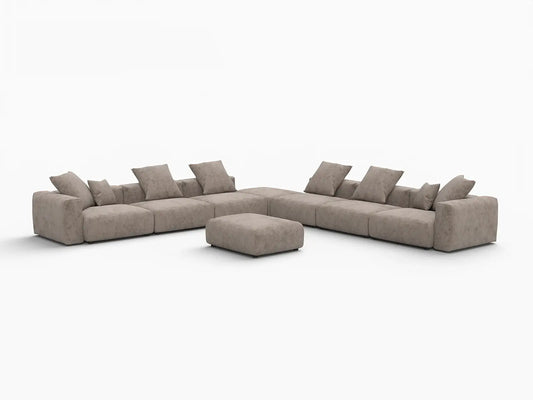 WJS Home 8 Piece Brown Corduroy Sofa Sets 6 Seater_5