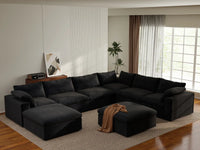 WJS Home 8 Piece Cotton and Linen Black Sofa Sets 160 Removable _ Washable Covers 6 Seater_1