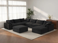 WJS Home 8 Piece Cotton and Linen Black Sofa Sets 160 Removable _ Washable Covers 6 Seater_3