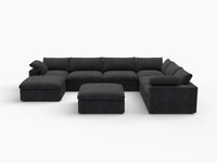 WJS Home 8 Piece Cotton and Linen Black Sofa Sets 160 Removable _ Washable Covers 6 Seater_4