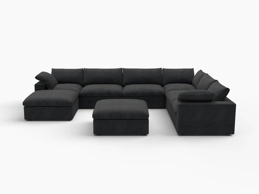 WJS Home 8 Piece Cotton and Linen Black Sofa Sets 160 Removable _ Washable Covers 6 Seater_4
