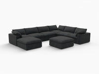 WJS Home 8 Piece Cotton and Linen Black Sofa Sets 160 Removable _ Washable Covers 6 Seater_5