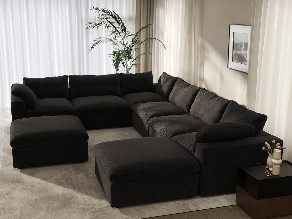 WJS Home 8 Piece Cotton and Linen Black Sofa Sets 160 Removable _ Washable Covers 6 Seater_7