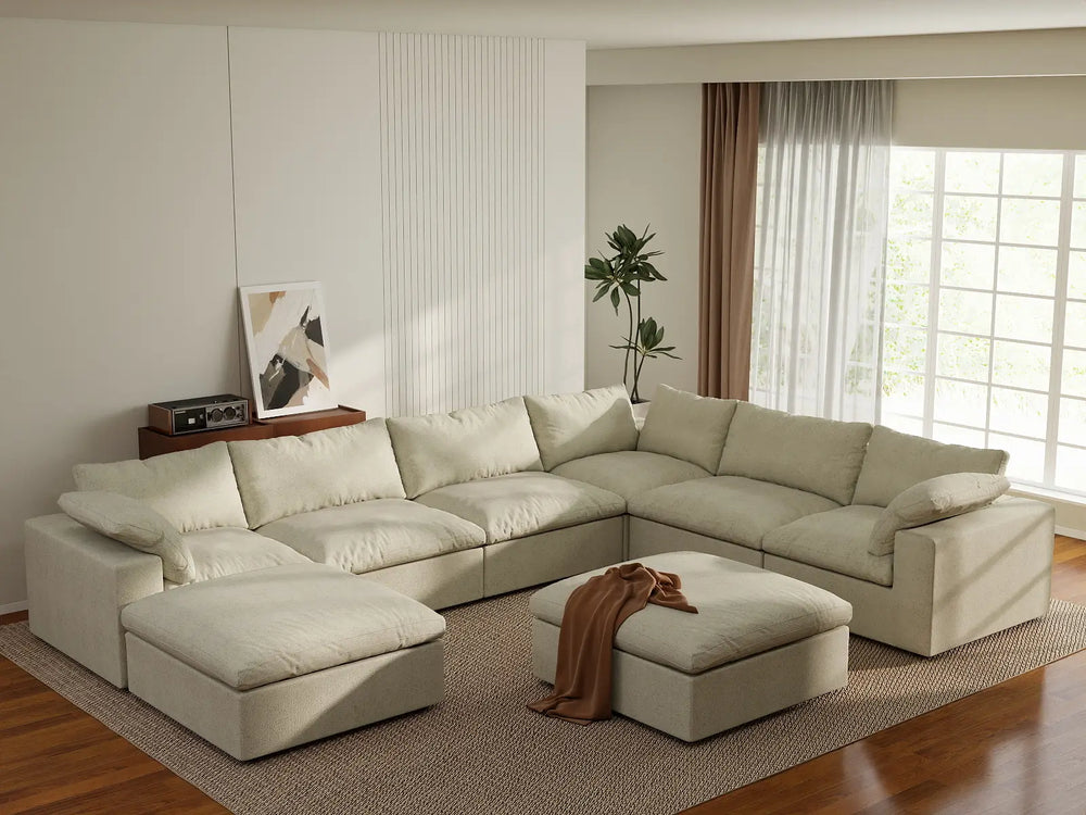 WJS Home 8 Piece Cotton and Linen Khaki Sofa Sets 160 Removable _ Washable Covers 6 Seater_1