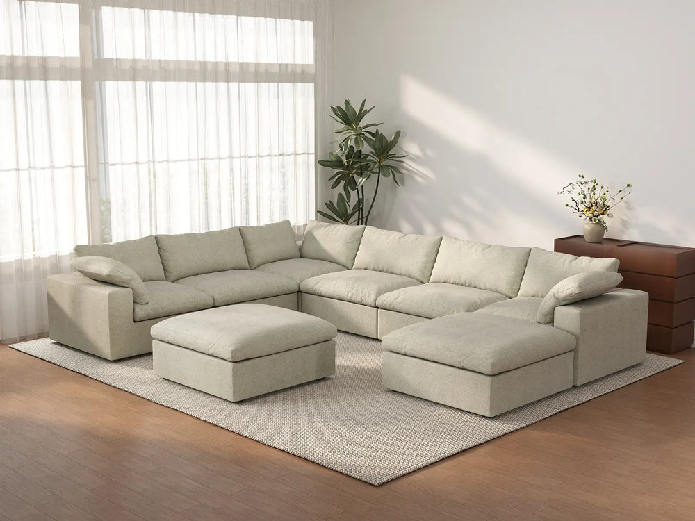 WJS Home 8 Piece Cotton and Linen Khaki Sofa Sets 160 Removable _ Washable Covers 6 Seater_3