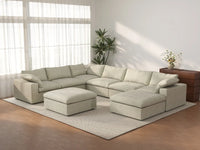WJS Home 8 Piece Cotton and Linen Khaki Sofa Sets 160 Removable _ Washable Covers 6 Seater_3