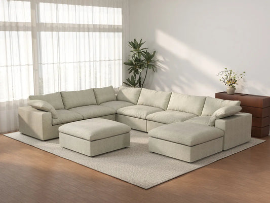 WJS Home 8 Piece Cotton and Linen Khaki Sofa Sets 160 Removable _ Washable Covers 6 Seater_3