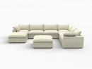 Deluxe Premium Cloud Sectional Sofas Covers | Khaki Cotton and Linen Sofa Cover for 6-Seater With 2 Ottomans