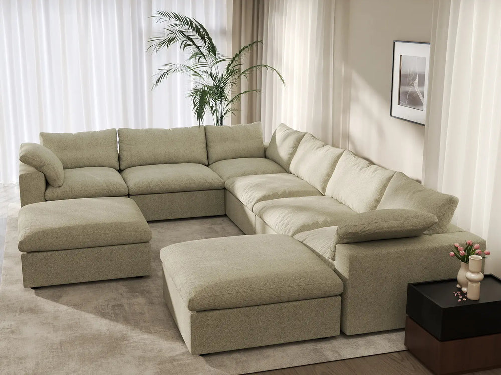 WJS Home 8 Piece Cotton and Linen Khaki Sofa Sets 160 Removable _ Washable Covers 6 Seater_7