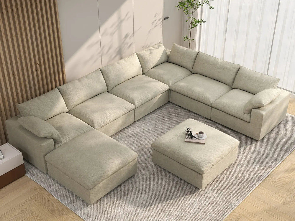 WJS Home 8 Piece Cotton and Linen Khaki Sofa Sets 160 Removable _ Washable Covers 6 Seater_8