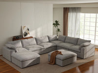 WJS Home 8 Piece Cotton and Linen Light Grey Sofa Sets 120 Cloud Like Comfort 6 Seater_1