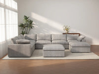 WJS Home 8 Piece Cotton and Linen Light Grey Sofa Sets 120 Cloud Like Comfort 6 Seater_2