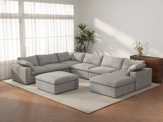 WJS Home 8 Piece Cotton and Linen Light Grey Sofa Sets 120 Cloud Like Comfort 6 Seater_3