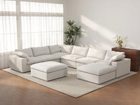 WJS Home 8 Piece Cotton and Linen White Sofa Sets 160 Flexible Armrest Pillows 6 Seater_3