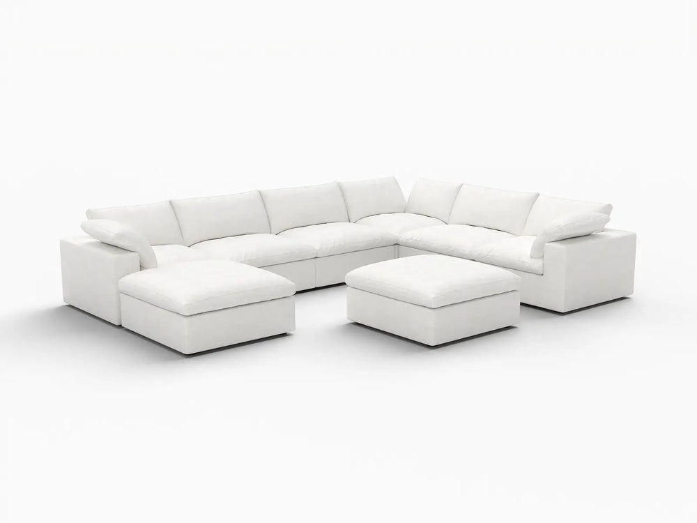 WJS Home 8 Piece Cotton and Linen White Sofa Sets 160 Flexible Armrest Pillows 6 Seater_5