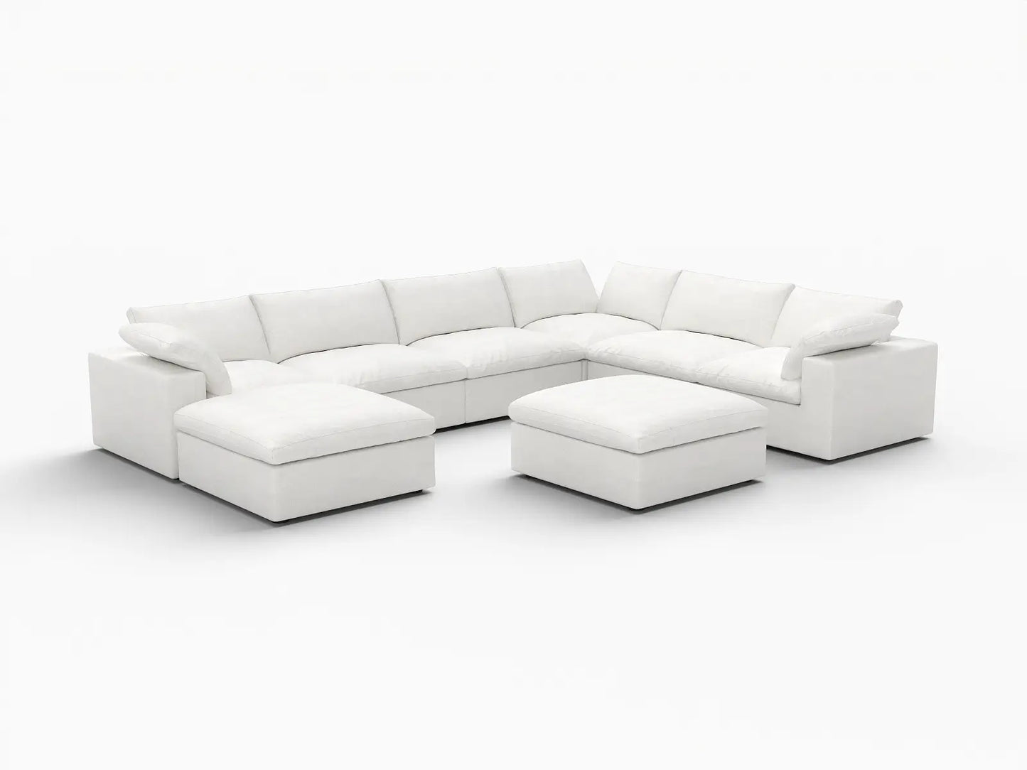 WJS Home 8 Piece Cotton and Linen White Sofa Sets 160 Flexible Armrest Pillows 6 Seater_5