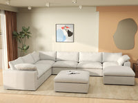 WJS Home 8 Piece Cotton and Linen White Sofa Sets 160 Flexible Armrest Pillows 6 Seater_6