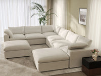 WJS Home 8 Piece Cotton and Linen White Sofa Sets 160 Flexible Armrest Pillows 6 Seater_7