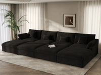 WJS Home 8 Piece Linen Black Pit Sectionals 160 Adjustable Backrest Pillows 4 Seater_1