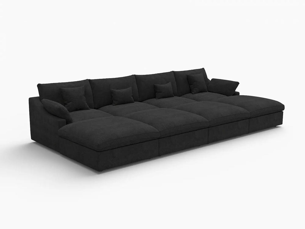 WJS Home 8 Piece Linen Black Pit Sectionals 160 Adjustable Backrest Pillows 4 Seater_5