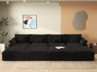 WJS Home 8 Piece Linen Black Pit Sectionals 160 Adjustable Backrest Pillows 4 Seater_6