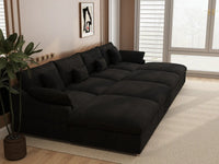 WJS Home 8 Piece Linen Black Pit Sectionals 160 Adjustable Backrest Pillows 4 Seater_7