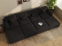 WJS Home 8 Piece Linen Black Pit Sectionals 160 Adjustable Backrest Pillows 4 Seater_8