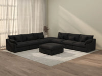 WJS Home 8 Piece Linen Black Sofa Sets 160 Adjustable Backrest Pillows 6 Seater_3