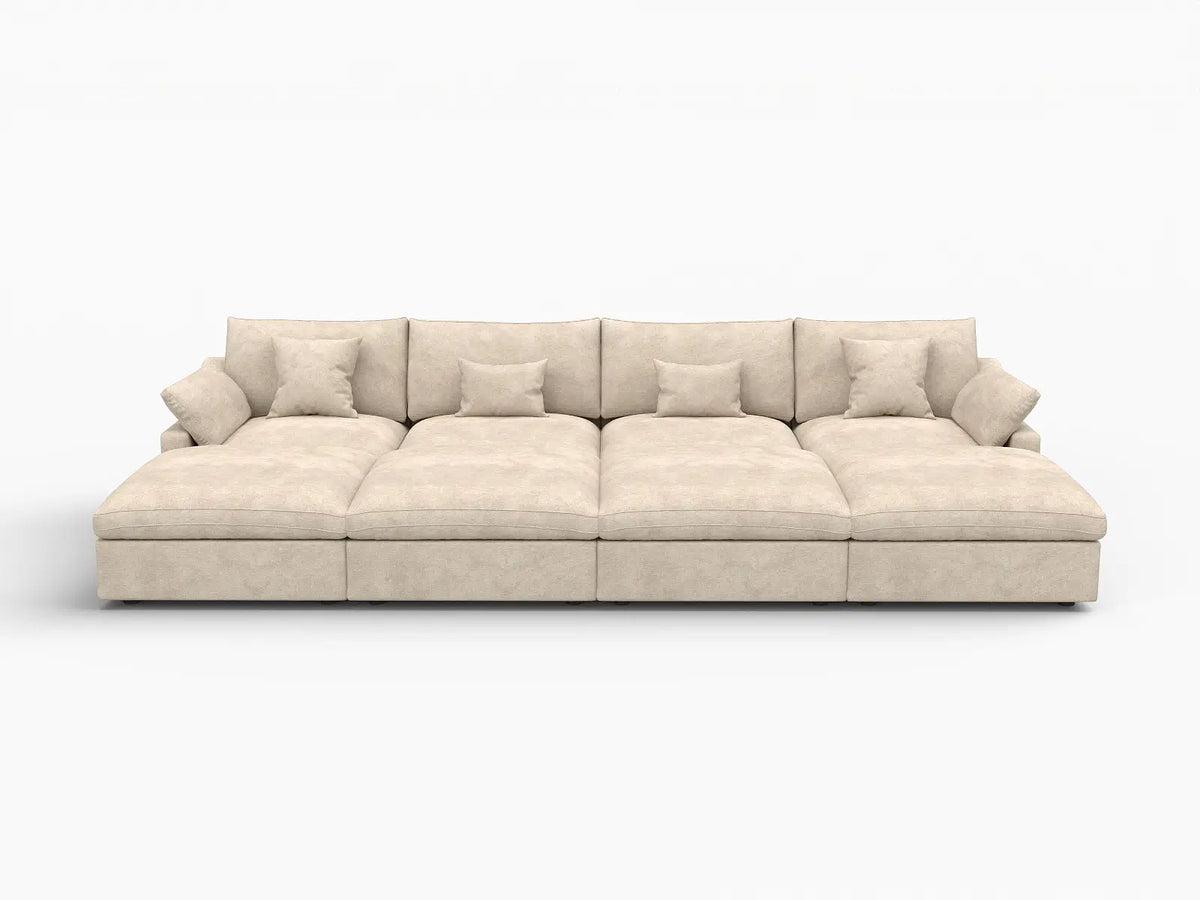 WJS Home 8 Piece Linen Khaki Pit Sectionals 160 Adjustable Backrest Pillows 4 Seater_4