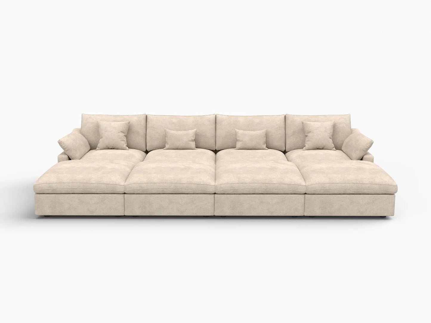 WJS Home 8 Piece Linen Khaki Pit Sectionals 160 Adjustable Backrest Pillows 4 Seater_4