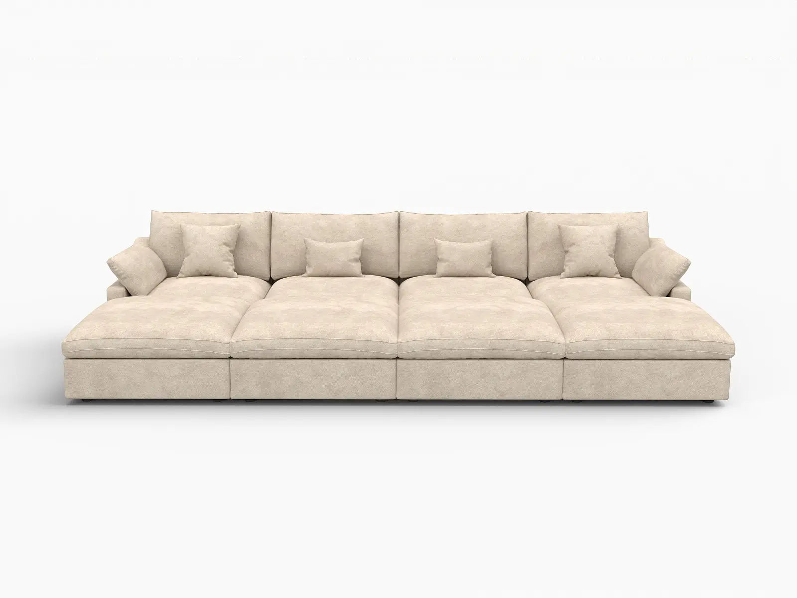 WJS Home 8 Piece Linen Khaki Pit Sectionals 160 Adjustable Backrest Pillows 4 Seater_4