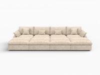 WJS Home 8 Piece Linen Khaki Pit Sectionals 160 Adjustable Backrest Pillows 4 Seater_4