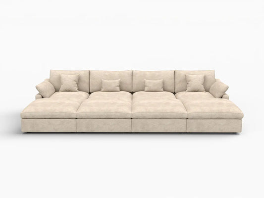 WJS Home 8 Piece Linen Khaki Pit Sectionals 160 Adjustable Backrest Pillows 4 Seater_4