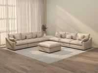 WJS Home 8 Piece Linen Khaki Sofa Sets 160 Adjustable Backrest Pillows 6 Seater_3