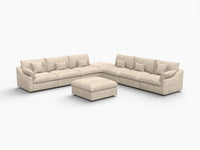 WJS Home 8 Piece Linen Khaki Sofa Sets 160 Adjustable Backrest Pillows 6 Seater_5