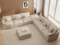 WJS Home 8 Piece Linen Khaki Sofa Sets 160 Adjustable Backrest Pillows 6 Seater_8