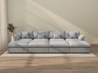 WJS Home 8 Piece Linen Light Grey Pit Sectionals 160 Adjustable Backrest Pillows 4 Seater_2