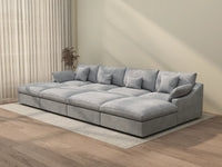 WJS Home 8 Piece Linen Light Grey Pit Sectionals 160 Adjustable Backrest Pillows 4 Seater_3