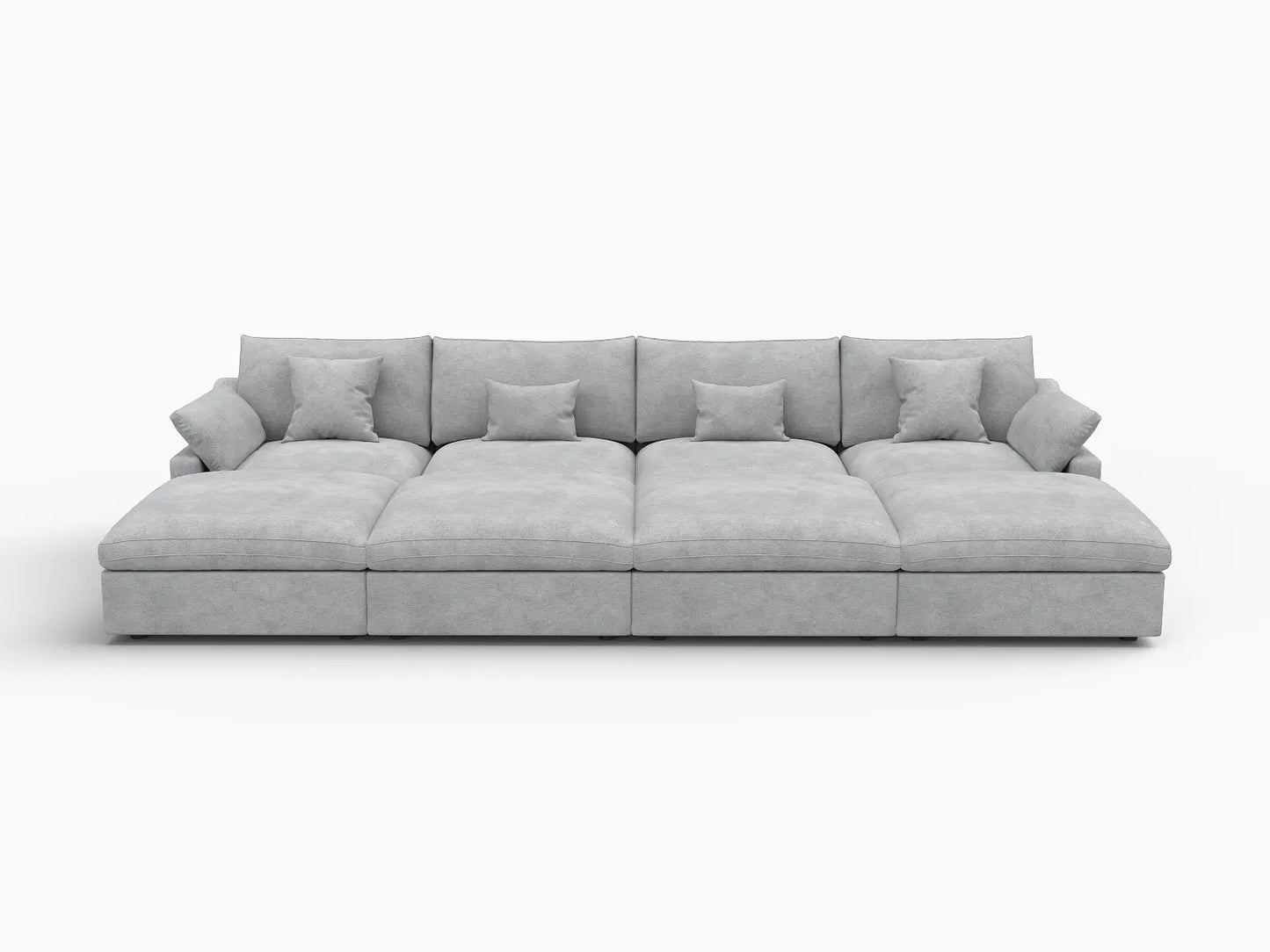 WJS Home 8 Piece Linen Light Grey Pit Sectionals 160 Adjustable Backrest Pillows 4 Seater_4