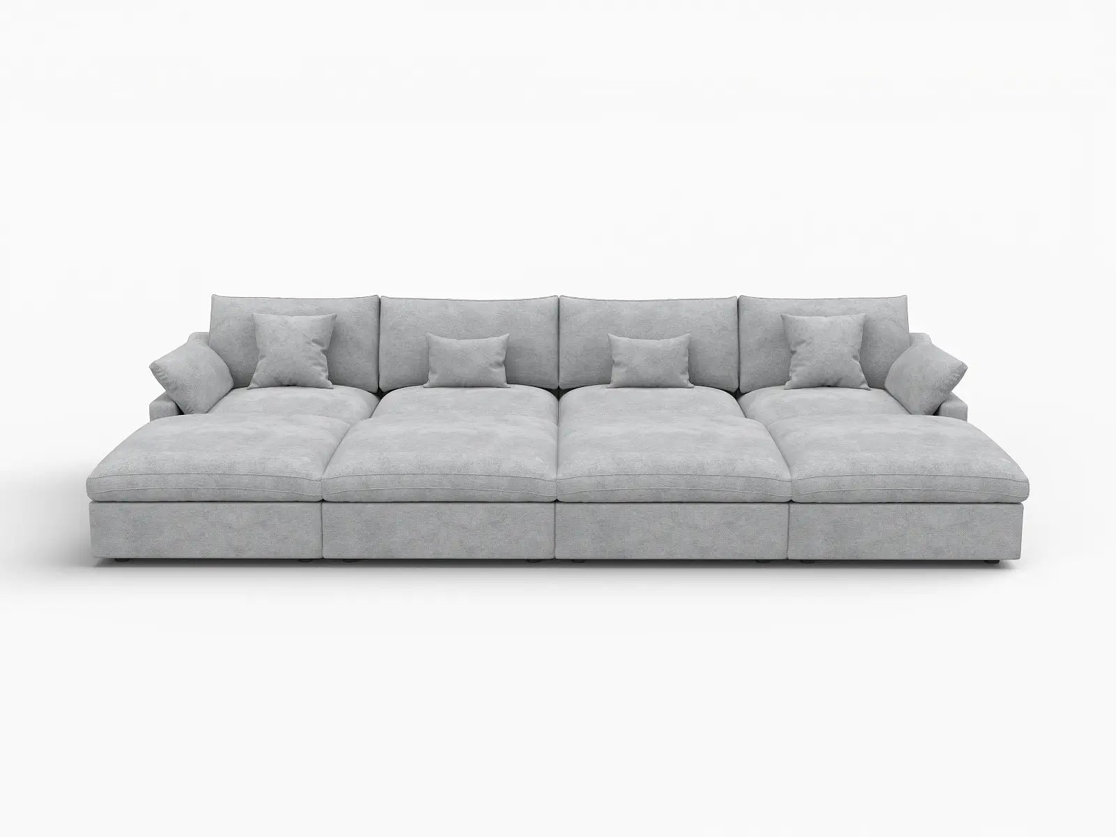 WJS Home 8 Piece Linen Light Grey Pit Sectionals 160 Adjustable Backrest Pillows 4 Seater_4