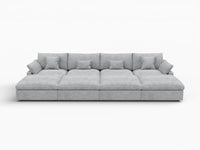 WJS Home 8 Piece Linen Light Grey Pit Sectionals 160 Adjustable Backrest Pillows 4 Seater_4